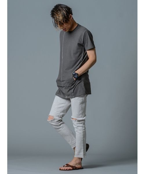 REGIEVO(レジエボ)の「【REGIEVO】シンプルな切り替えBIGシルエットTシャツ フロントポケット付き(Tシャツ/カットソー・メンズ・ホワイト/ブラック/グレー・XL/S/M/L)」の9枚目の写真