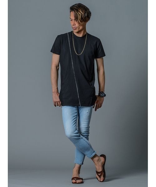 REGIEVO(レジエボ)の「【REGIEVO】シンプルな切り替えBIGシルエットTシャツ フロントポケット付き(Tシャツ/カットソー・メンズ・ホワイト/ブラック/グレー・XL/S/M/L)」の11枚目の写真