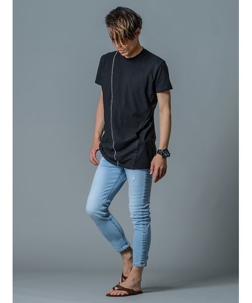 REGIEVO(レジエボ)の「【REGIEVO】シンプルな切り替えBIGシルエットTシャツ フロントポケット付き(Tシャツ/カットソー・メンズ・ホワイト/ブラック/グレー・XL/S/M/L)」の12枚目の写真
