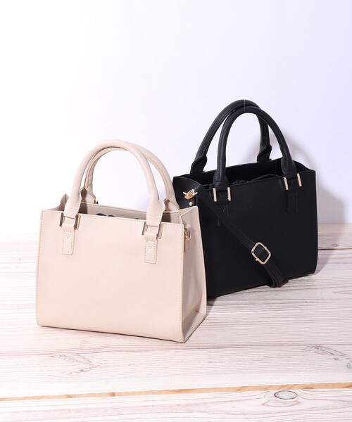 THE SHOP TK （ザ ショップ ティーケー ）の「◆【防汚】スクエア2wayバッグ（ハンドバッグ・レディース・ブラック/アイボリー・99）」の6枚目の写真