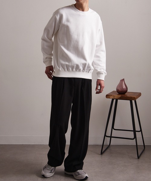 CROSS & STITCH(クロスステッチ)の「【Cross&Stitch】レギュラーウェイト クラシックプルオーバースウェットシャツ 10オンス 裏毛 裏パイル 無地 SW2210(スウェット・メンズ・ブラック/グレー/ホワイト/ネイビー/ブルー/オリーブ・L/XL/XXL/M)」の13枚目の写真