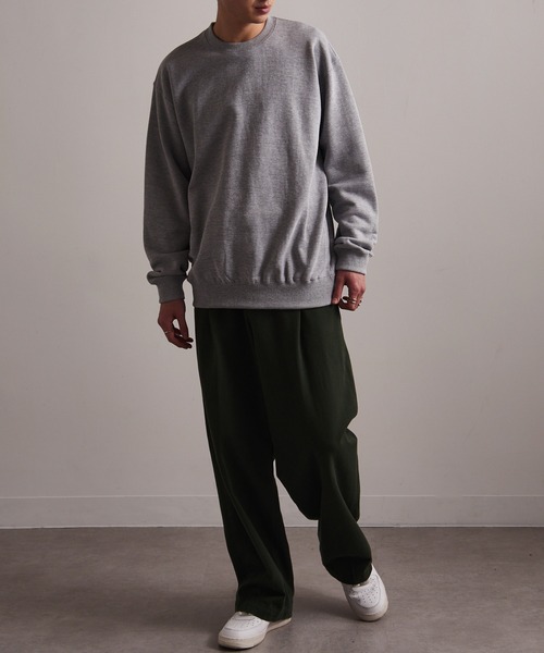 CROSS & STITCH(クロスステッチ)の「【Cross&Stitch】レギュラーウェイト クラシックプルオーバースウェットシャツ 10オンス 裏毛 裏パイル 無地 SW2210(スウェット・メンズ・ブラック/グレー/ホワイト/ネイビー/ブルー/オリーブ・L/XL/XXL/M)」の7枚目の写真