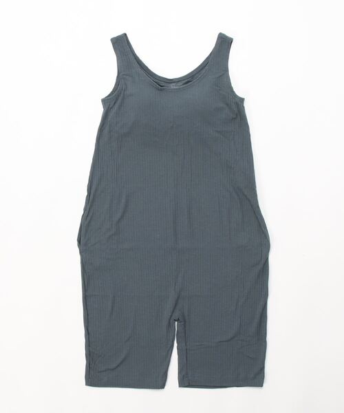 HANES（ヘインズ）の「【HANES/ヘインズ】ＵＮＤＩＥＳ　ＲＯＭＰＥＲＳＥ（ロンパース）　スリットポッケット付き　ＨＷ９－Ｔ３０２　カップ付き　リラックスウエア/ルームウエア（ルームウェア/パジャマ・レディース・エメラルド/ネイビー/ベージュ・FREE）」の2枚目の写真