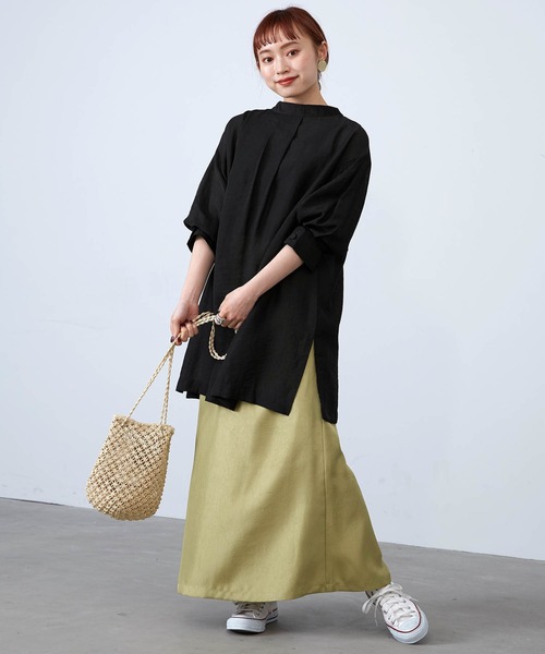 mikke(ミッケ)の「2WAYチョーカー風 バルーンスリーブ オーバーサイズブラウス(シャツ/ブラウス・レディース・ブラック/オフホワイト/グリーン・FREE)」の16枚目の写真