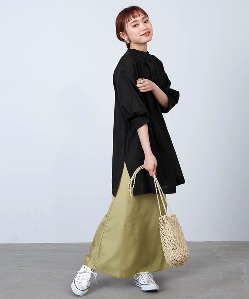 mikke(ミッケ)の「2WAYチョーカー風 バルーンスリーブ オーバーサイズブラウス(シャツ/ブラウス・レディース・ブラック/オフホワイト/グリーン・FREE)」の18枚目の写真