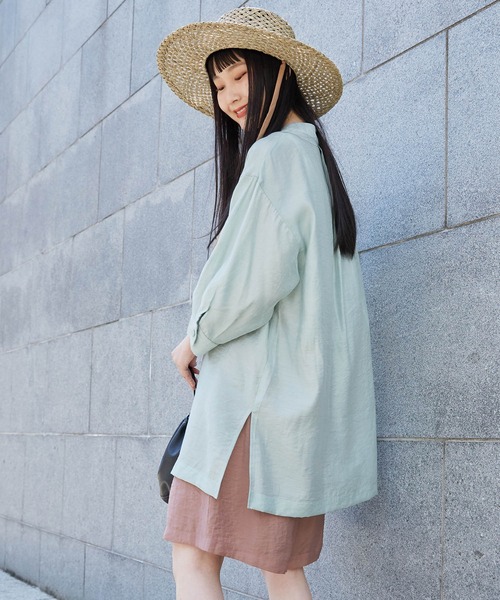 mikke(ミッケ)の「2WAYチョーカー風 バルーンスリーブ オーバーサイズブラウス(シャツ/ブラウス・レディース・ブラック/オフホワイト/グリーン・FREE)」の19枚目の写真