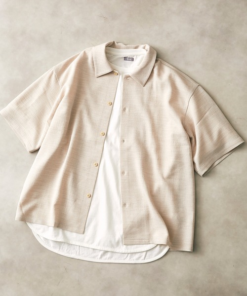 JOURNAL STANDARD relume(ジャーナルスタンダード レリューム)の「TEC PANAMA ショートスリーブシャツ(シャツ/ブラウス・メンズ・ブラック/ベージュ/アイボリー・MEDIUM/LARGE)」の2枚目の写真