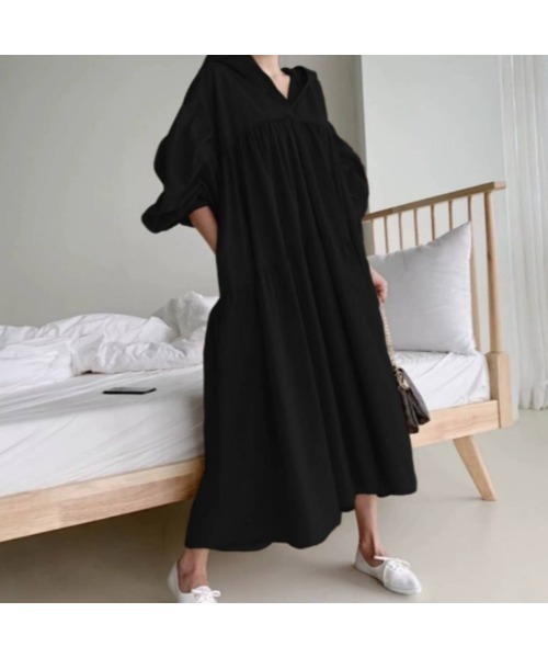 セール 大人シルエット ゆったりシルエット ミモレ丈 フードデザインワンピース ワンピース Ritzy リッツィー のファッション通販 Zozotown