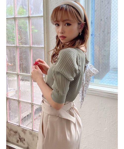 RESEXXY（リゼクシー）の「バックオープンニットトップス（ニット/セーター・レディース・ブラック/ピンク/グリーン/ベージュ・FREE）」の3枚目の写真