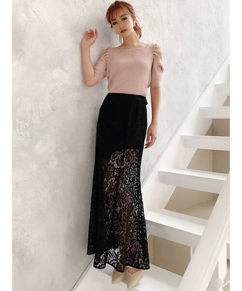 RESEXXY（リゼクシー）の「バックオープンニットトップス（ニット/セーター・レディース・ブラック/ピンク/グリーン/ベージュ・FREE）」の5枚目の写真