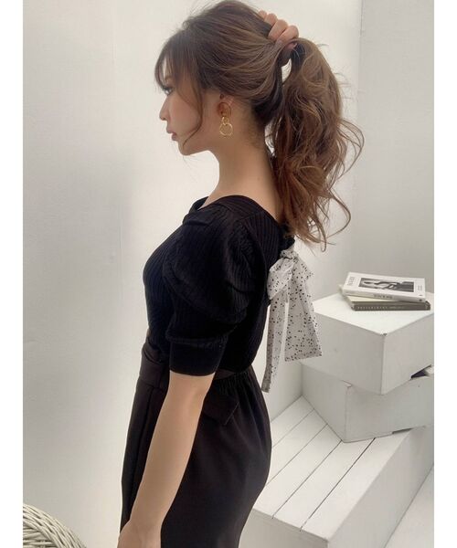 RESEXXY（リゼクシー）の「バックオープンニットトップス（ニット/セーター・レディース・ブラック/ピンク/グリーン/ベージュ・FREE）」の11枚目の写真