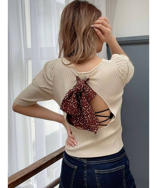 RESEXXY（リゼクシー）の「バックオープンニットトップス（ニット/セーター・レディース・ブラック/ピンク/グリーン/ベージュ・FREE）」の16枚目の写真