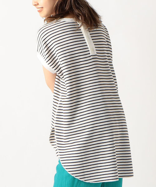 fredy repit（フレディレピ）の「ワッフルバックオープンフレンチTシャツ（Tシャツ/カットソー・レディース・ブルー系その他3/ブラック系その他3/ホワイト系その他4/グリーン系その他3・38）」の2枚目の写真