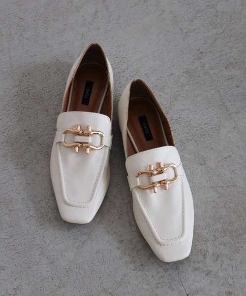 EVOL(イーボル)の「21秋冬新作【EVOL】ビッドスクエアローファー IR9641(ローファー・レディース・ブラック/ブラウン/アイボリー/ベージュ・22.5cm/23.5cm/24.5cm/23.0cm/24.0cm/25.0cm)」の2枚目の写真