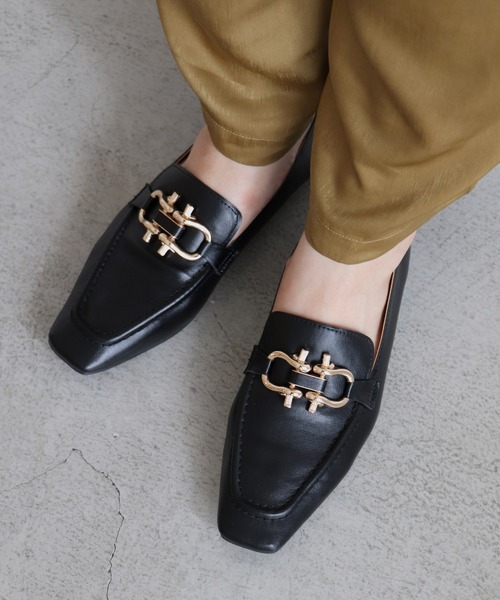 EVOL(イーボル)の「21秋冬新作【EVOL】ビッドスクエアローファー IR9641(ローファー・レディース・ブラック/ブラウン/アイボリー/ベージュ・22.5cm/23.5cm/24.5cm/23.0cm/24.0cm/25.0cm)」の3枚目の写真