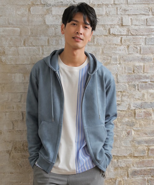 UNION STATION（ユニオンステーション）の「フェイクスエードポンチジップアップパーカ（パーカー・メンズ・ブラック/ベージュ/オフホワイト/ブルー・LL/S/M/L）」の4枚目の写真