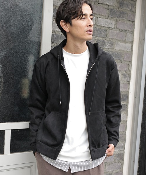 UNION STATION（ユニオンステーション）の「フェイクスエードポンチジップアップパーカ（パーカー・メンズ・ブラック/ベージュ/オフホワイト/ブルー・LL/S/M/L）」の3枚目の写真