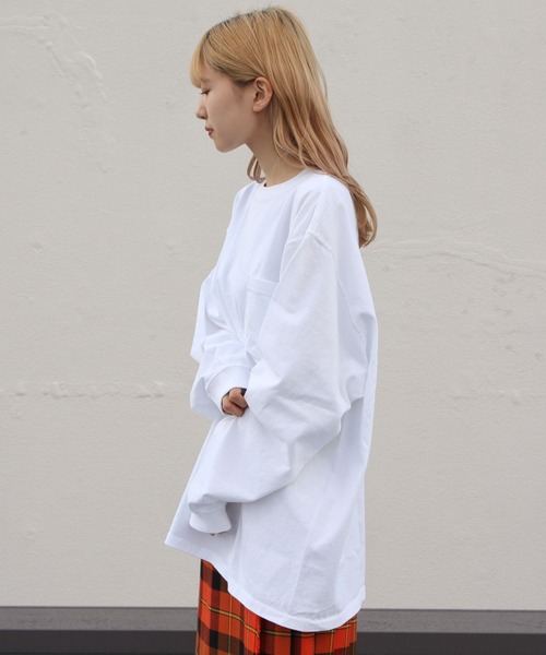 Goodwear(Since1983)(グッドウェア)の「Goodwear/グッドウェア ロングスリーブポケットTEEビッグ LONGSLEEVE POCKET TEE BIG(Tシャツ/カットソー・レディース・ホワイト/パープル/ナチュラル/スミクロ・XXL)」の6枚目の写真