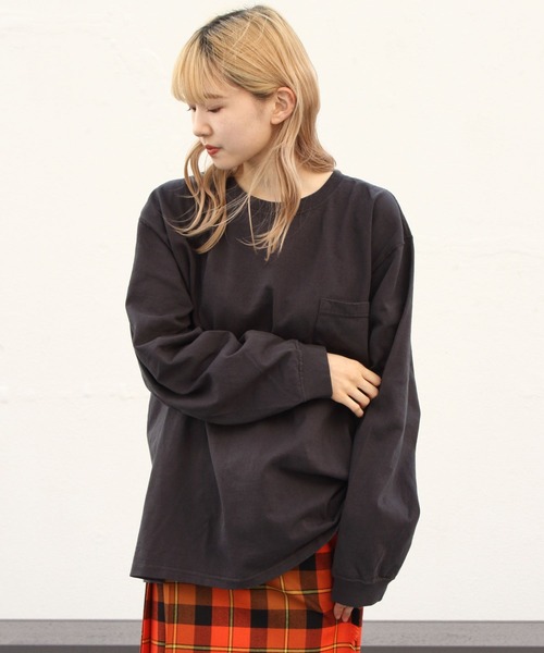 Goodwear(Since1983)(グッドウェア)の「Goodwear/グッドウェア ロングスリーブポケットTEEビッグ LONGSLEEVE POCKET TEE BIG(Tシャツ/カットソー・レディース・ホワイト/パープル/ナチュラル/スミクロ・XXL)」の11枚目の写真