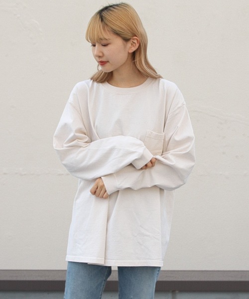 Goodwear(Since1983)(グッドウェア)の「Goodwear/グッドウェア ロングスリーブポケットTEEビッグ LONGSLEEVE POCKET TEE BIG(Tシャツ/カットソー・レディース・ホワイト/パープル/ナチュラル/スミクロ・XXL)」の13枚目の写真