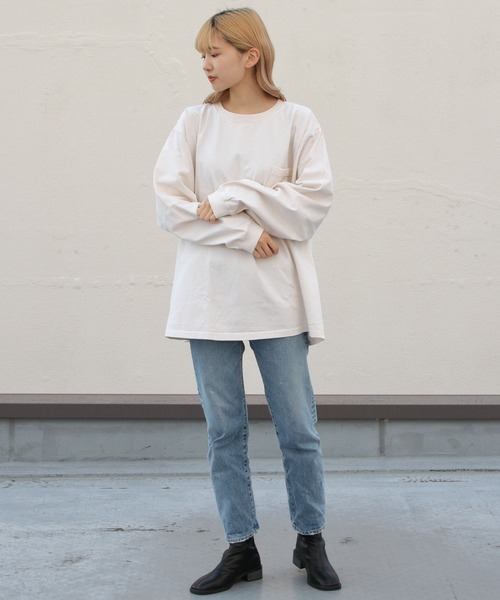 Goodwear(Since1983)(グッドウェア)の「Goodwear/グッドウェア ロングスリーブポケットTEEビッグ LONGSLEEVE POCKET TEE BIG(Tシャツ/カットソー・レディース・ホワイト/パープル/ナチュラル/スミクロ・XXL)」の14枚目の写真