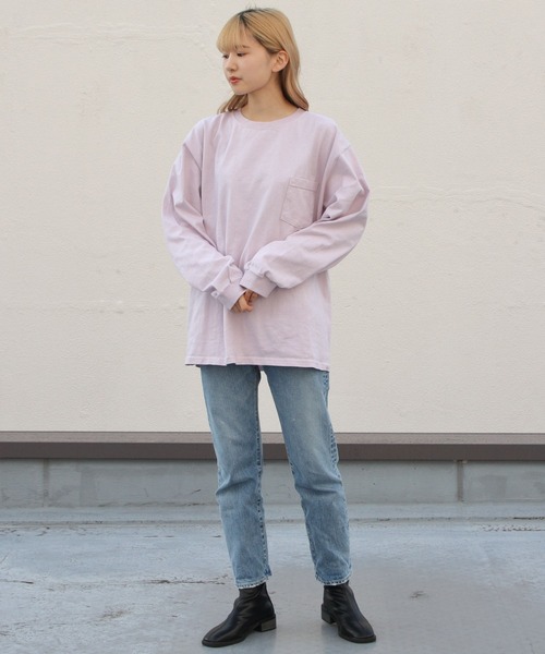 Goodwear(Since1983)(グッドウェア)の「Goodwear/グッドウェア ロングスリーブポケットTEEビッグ LONGSLEEVE POCKET TEE BIG(Tシャツ/カットソー・レディース・ホワイト/パープル/ナチュラル/スミクロ・XXL)」の16枚目の写真