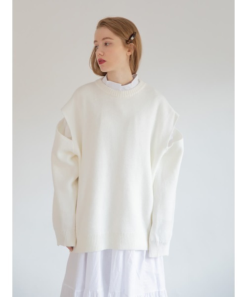 Ayla(アイラ)の「cut design sweater(ニット/セーター・レディース・ホワイト/ブラック・FREE)」の11枚目の写真