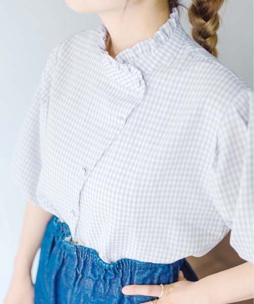 nemne store(ネンネストア)の「マカロンを焼くアシメフリルシャツ(シャツ/ブラウス・レディース・ベージュ/オフホワイト/チェック・フリー)」の22枚目の写真