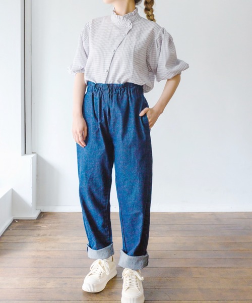 nemne store(ネンネストア)の「マカロンを焼くアシメフリルシャツ(シャツ/ブラウス・レディース・ベージュ/オフホワイト/チェック・フリー)」の19枚目の写真