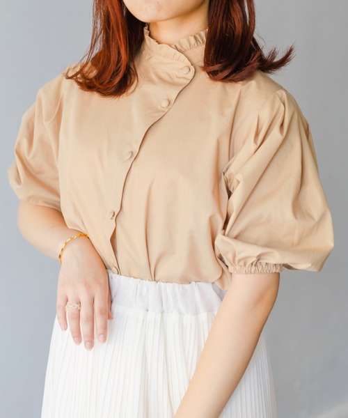 nemne store(ネンネストア)の「マカロンを焼くアシメフリルシャツ(シャツ/ブラウス・レディース・ベージュ/オフホワイト/チェック・フリー)」の16枚目の写真