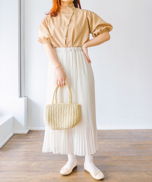nemne store(ネンネストア)の「マカロンを焼くアシメフリルシャツ(シャツ/ブラウス・レディース・ベージュ/オフホワイト/チェック・フリー)」の7枚目の写真