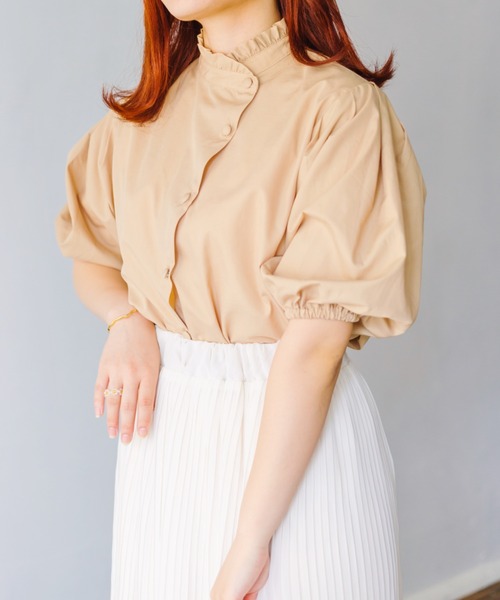 nemne store(ネンネストア)の「マカロンを焼くアシメフリルシャツ(シャツ/ブラウス・レディース・ベージュ/オフホワイト/チェック・フリー)」の13枚目の写真