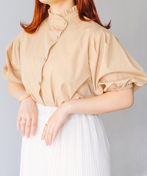 nemne store(ネンネストア)の「マカロンを焼くアシメフリルシャツ(シャツ/ブラウス・レディース・ベージュ/オフホワイト/チェック・フリー)」の15枚目の写真