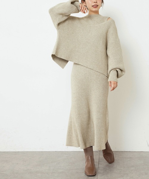 natural couture（ナチュラルクチュール）の「【WEB限定】セットアップガーリーニットワンピース Sサイズ（ワンピース・レディース・ブラック/テラコッタ/モカ/ナチュラル・SMALL）」の4枚目の写真