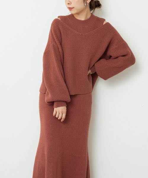 natural couture（ナチュラルクチュール）の「【WEB限定】セットアップガーリーニットワンピース Sサイズ（ワンピース・レディース・ブラック/テラコッタ/モカ/ナチュラル・SMALL）」の3枚目の写真
