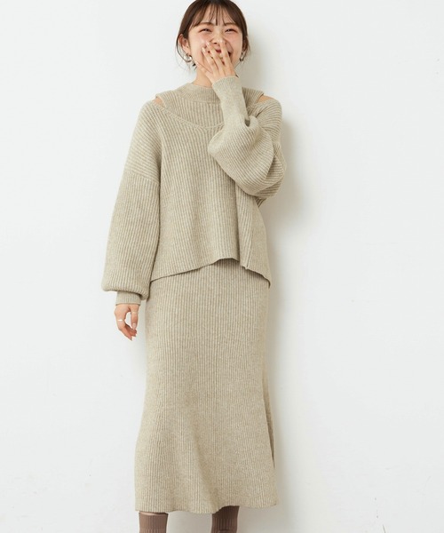 natural couture（ナチュラルクチュール）の「【WEB限定】セットアップガーリーニットワンピース Sサイズ（ワンピース・レディース・ブラック/テラコッタ/モカ/ナチュラル・SMALL）」の7枚目の写真