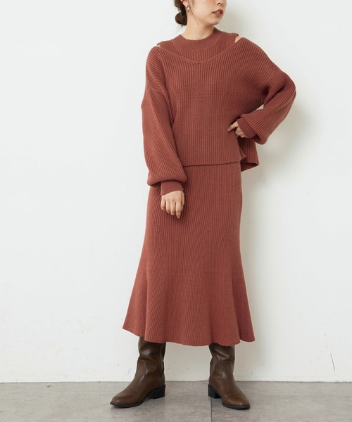 natural couture（ナチュラルクチュール）の「【WEB限定】セットアップガーリーニットワンピース Sサイズ（ワンピース・レディース・ブラック/テラコッタ/モカ/ナチュラル・SMALL）」の14枚目の写真