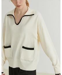 【Fano Studios】Open collar sweater FQ21S061