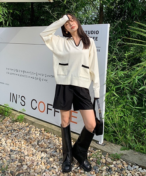 Fano Studios(ファノ ストゥディオズ)の「【Fano Studios】Open collar sweater FQ21S061(ニット/セーター・レディース・アイボリー・S/M/L)」の16枚目の写真