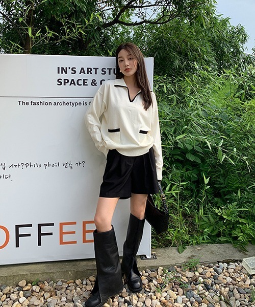 Fano Studios(ファノ ストゥディオズ)の「【Fano Studios】Open collar sweater FQ21S061(ニット/セーター・レディース・アイボリー・S/M/L)」の18枚目の写真