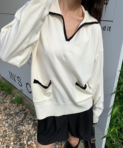 Fano Studios(ファノ ストゥディオズ)の「【Fano Studios】Open collar sweater FQ21S061(ニット/セーター・レディース・アイボリー・S/M/L)」の19枚目の写真