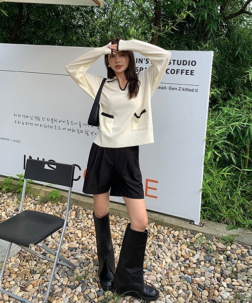 Fano Studios(ファノ ストゥディオズ)の「【Fano Studios】Open collar sweater FQ21S061(ニット/セーター・レディース・アイボリー・S/M/L)」の20枚目の写真