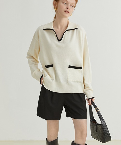 Fano Studios(ファノ ストゥディオズ)の「【Fano Studios】Open collar sweater FQ21S061(ニット/セーター・レディース・アイボリー・S/M/L)」の4枚目の写真