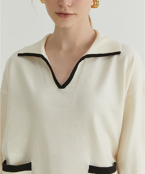 Fano Studios(ファノ ストゥディオズ)の「【Fano Studios】Open collar sweater FQ21S061(ニット/セーター・レディース・アイボリー・S/M/L)」の7枚目の写真
