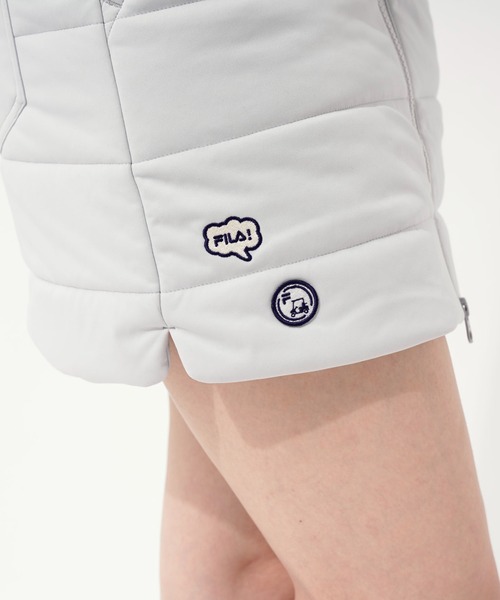 FILA(フィラ)の「【FILA GOLF/フィラゴルフ】セットアイテム 上下着脱式 ワンピース ワンポイントロゴ ボアフリース ベスト 中綿入りスカート(ワンピース・レディース・カーキ/グレー/ブラック・M/L/LL)」の14枚目の写真