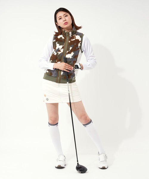 FILA(フィラ)の「【FILA GOLF/フィラゴルフ】セットアイテム 上下着脱式 ワンピース ワンポイントロゴ ボアフリース ベスト 中綿入りスカート(ワンピース・レディース・カーキ/グレー/ブラック・M/L/LL)」の6枚目の写真