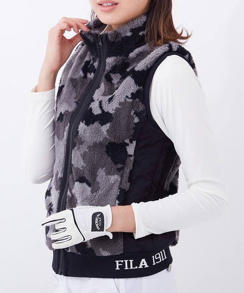 FILA(フィラ)の「【FILA GOLF/フィラゴルフ】セットアイテム 上下着脱式 ワンピース ワンポイントロゴ ボアフリース ベスト 中綿入りスカート(ワンピース・レディース・カーキ/グレー/ブラック・M/L/LL)」の17枚目の写真