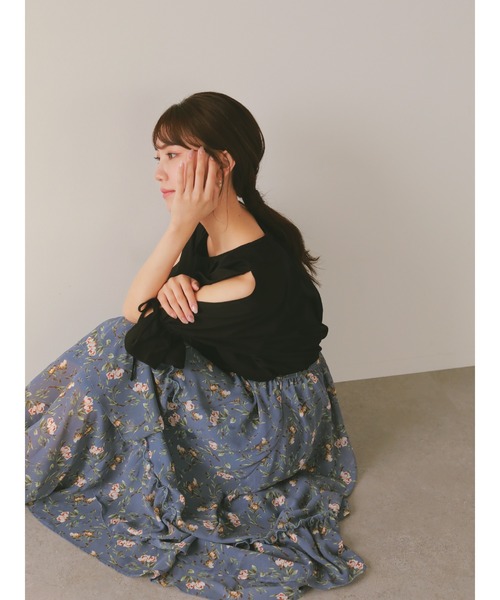 HALUHIROINE 花柄アシンメトリースカート HALUHIROINE 花柄アシンメトリースカート