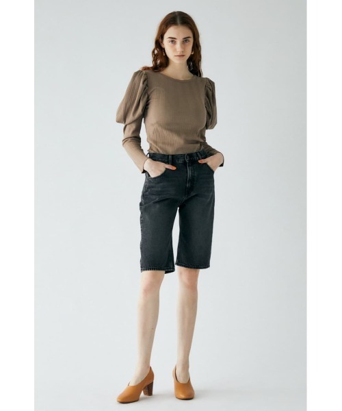 MOUSSY（マウジー）の「DENIM HALF パンツ（デニムパンツ・レディース・ライトブラック・2/0/1）」の3枚目の写真