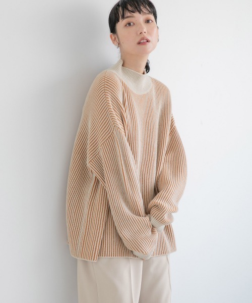 LOWRYS FARM（ローリーズファーム）の「ストライプハイネックプルオーバーＬＳ　215159（ニット/セーター・レディース・ブラック/オレンジ/ブルー/アイボリー/ブラウン・FREE）」の5枚目の写真